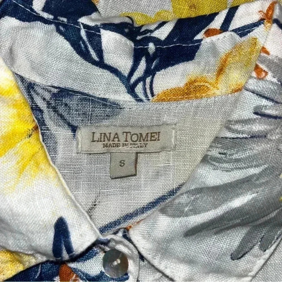 Lina Tomei 100% Linen, made in Italy, sleeveless, shirt dress. Knee length ❤️ - Picture 7 of 9